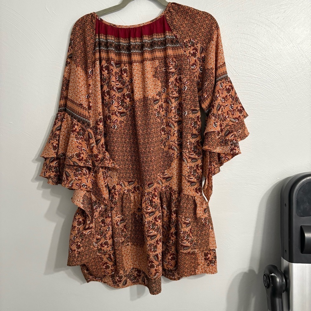 Altar'd State Printed Long Sleeve Dress Tunic Shirt | Boho Bohemian | Size Small - Picture 2 of 4